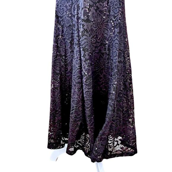 Vtg 90s Bling Goth Dark Fairy Black Sexy Sequin Mermaid Maxi Skirt Stretch 6 - Picture 5 of 9